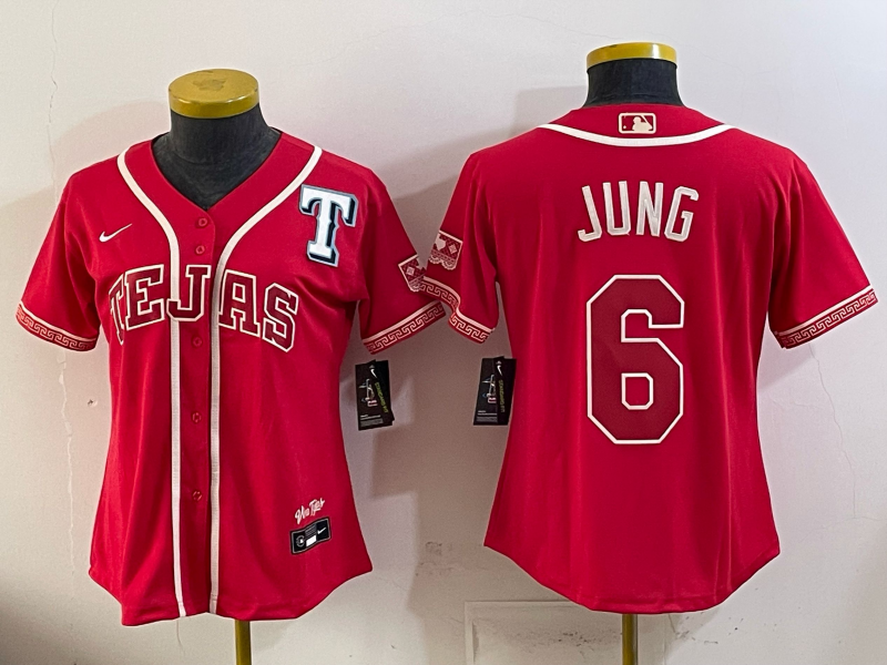 youth Texas Rangers #6 Jung red Nike 2026 MLB Jersey 0518002->women mlb jersey->Women Jersey